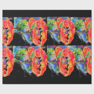 Papel De Presente Pintura floral de abstrato vermelho elegante