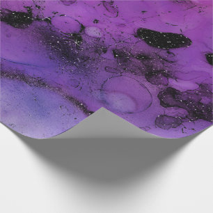 Papel De Presente Pintura líquida Glitt preto roxo Amethyst urbano