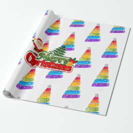 Papel De Presente Pintura Moderna Árvore de Natal Colorida