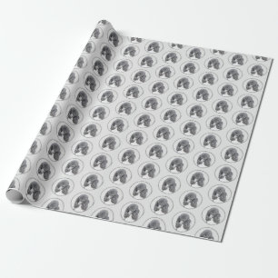 Papel De Presente Pintura Negra De Poodle Padrão - Arte Cão