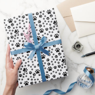 Papel De Presente Pintura preta impressa em branco