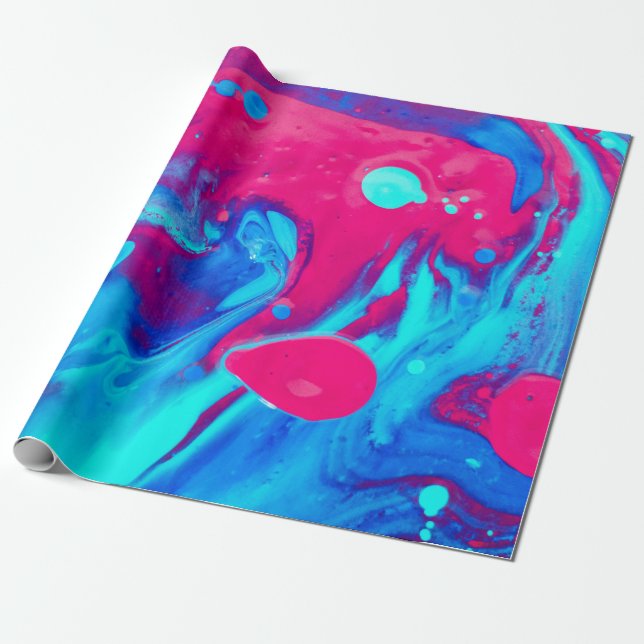 Papel De Presente Pintura violeta e abstrato azul (Desenrolado)