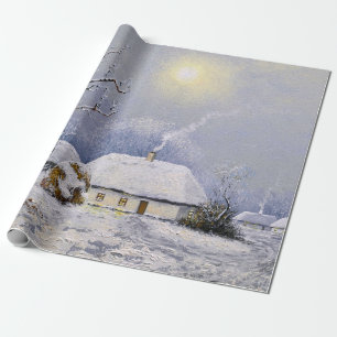 Papel De Presente Pinturas de petróleo paisagem rural. Inverno. Velh