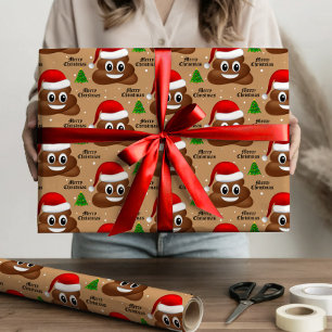 Papel De Presente pipoca de Natal emoji com chapéu de Papai Noel emb