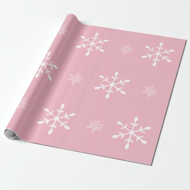 Papel De Presente Pique com Natal branco dos flocos de neve | (Desenrolado)