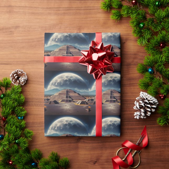 Papel De Presente Pirâmide da Lua, Teotihuacan, Viagem do México (Presente de Natal)