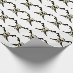 Papel De Presente Pirata (crânio) - Papel brilhante para enrolamento