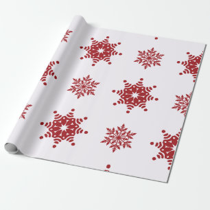 Papel De Presente Pista de Natal Floco de Neve Vermelho, Verde e Bra