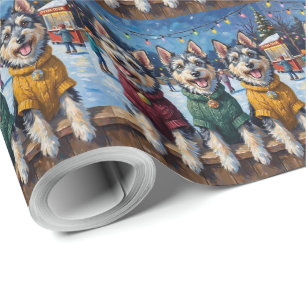 Papel De Presente Pista de Patinação no Gelo de Natal Keeshond Feria
