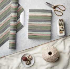 Papel De Presente Pistachio Nut Shell Green Peach Stripes