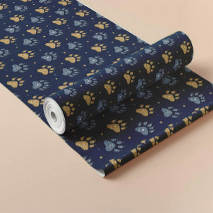 Papel De Presente Pistas De Cachorro De Gliteria Padrão Para Present