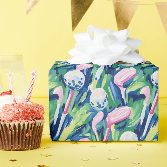 Papel De Presente Pistas de golfe na Abstrato de praia de Preppy Pal (Festa de aniversário)