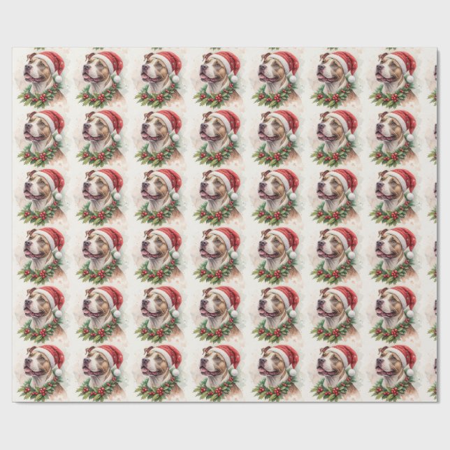 Papel De Presente Pit Bull Christmas Wrapping Paper (Aberto)