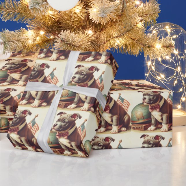 Papel De Presente Pit Bull Terrier Painting (Feriados)