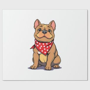 Papel De Presente Pitbull Bulldog Adorável com Bandana Amante de Cãe
