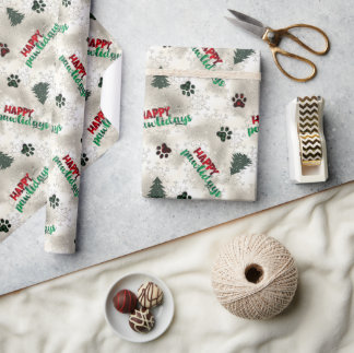 Papel De Presente Píw Imprime e Pinheiros Padrão