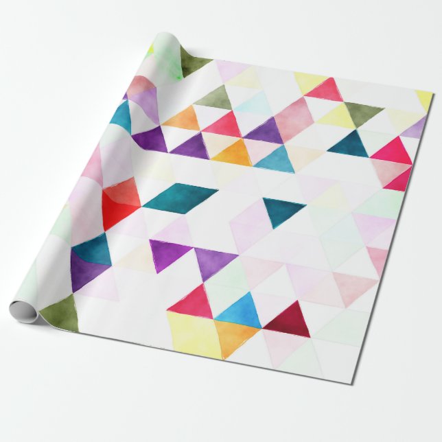 Papel De Presente PixDezines Boho Watercolor Triangles/Geométrico (Desenrolado)