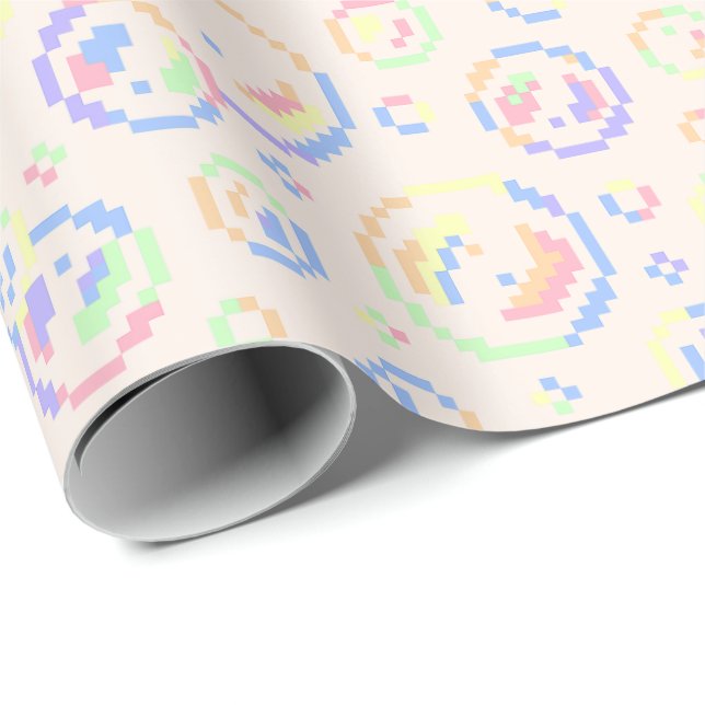 Papel De Presente Pixel Soap Bubbles Pattern (Ponta do rolo)
