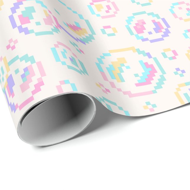 Papel De Presente Pixel Soap Bubbles Pattern (Ponta do rolo)