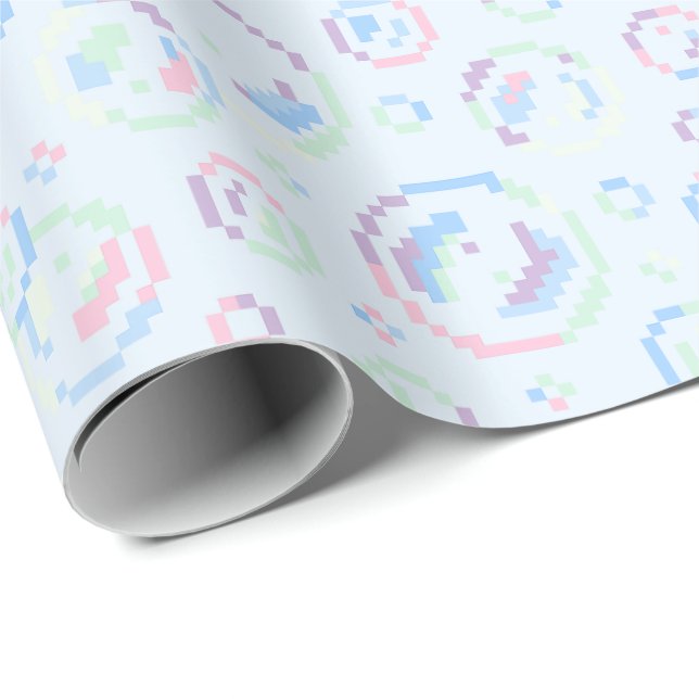 Papel De Presente Pixel Soap Bubbles Pattern (Ponta do rolo)