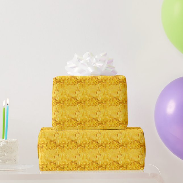 Papel De Presente Pixelado Amarelo (Presentes para festas)