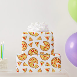 Papel De Presente Pizza divertida legal e padrão de fatias em branco
