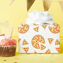 Papel De Presente Pizza divertida legal e padrão de fatias em branco