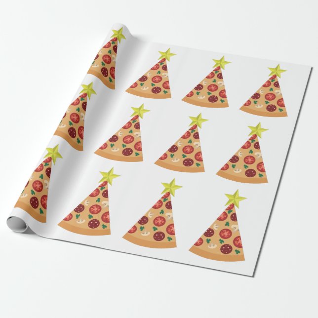 Papel De Presente pizza feia árvore de natal engraçado (Desenrolado)