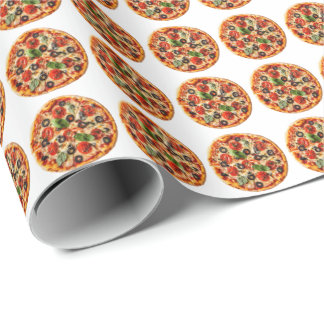 Papel De Presente pizza italiana com tomates, azeitonas e manjericão