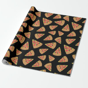 Papel De Presente Pizza Party Pepperoni Novelty Black
