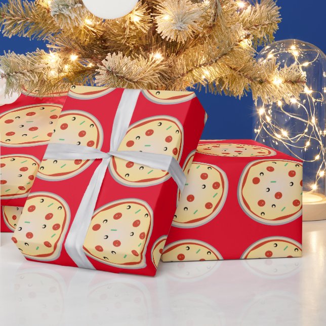Papel De Presente Pizza Queijosa Padrão de Torta de Carne Pepperoni (Feriados)