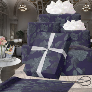 Papel De Presente Placa oral de Vintage Moderna de Ombre Roxo Profun