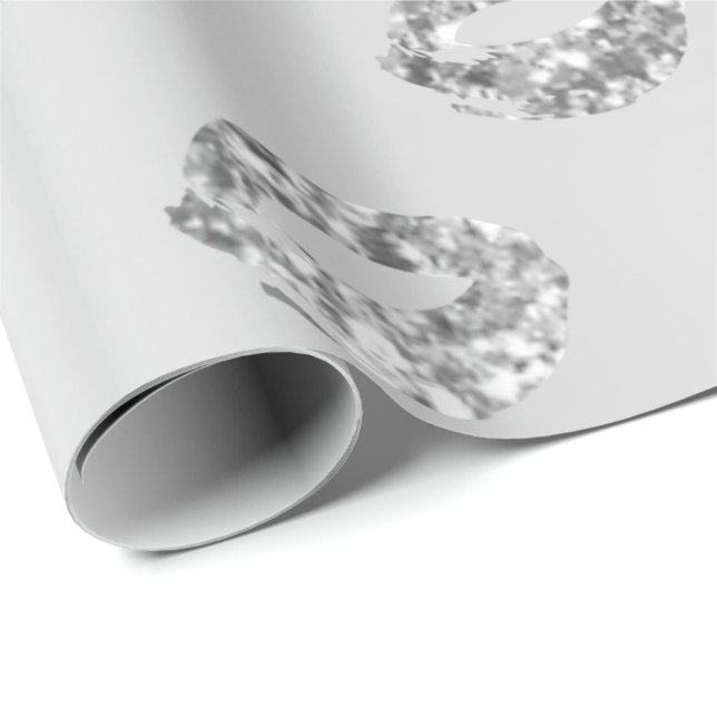 Papel De Presente Placas de Cinza de prata,  brancas (Ponta do rolo)