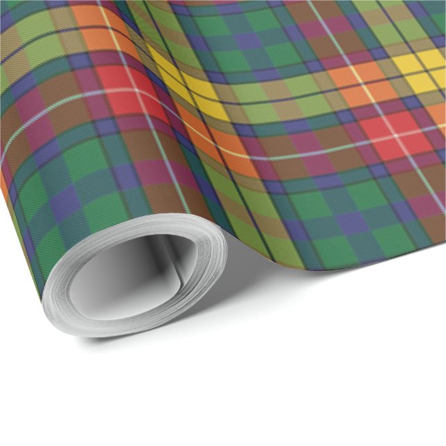 Papel De Presente Plaid Buchanan Clan Pattern Feriados Tartan (Ponta do rolo)