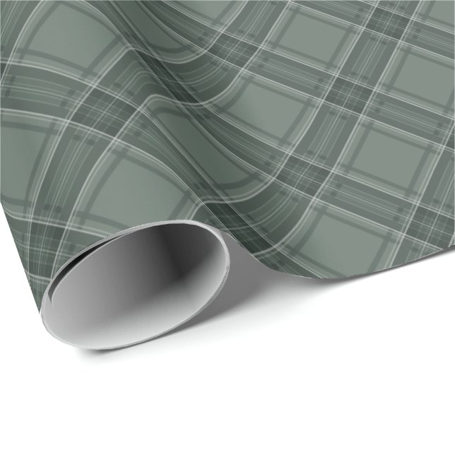 Papel De Presente Plaid clássico de Natal em verde sálvia (Ponta do rolo)