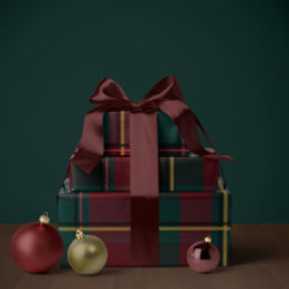 Papel De Presente Plaid de Natal clássico simples de feriado