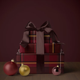 Papel De Presente Plaid de Natal clássico simples de feriado