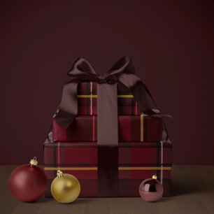 Papel De Presente Plaid de Natal clássico simples de feriado