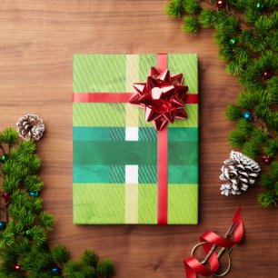 Papel De Presente Plaid de Natal Verde Brilhante de Férias 
