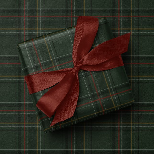 Papel De Presente Plaid de Natal verde caçador clássico das festas d (Criador carregado)