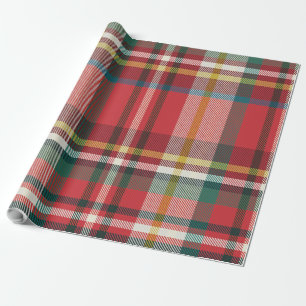 Papel De Presente Plaid Natal Feriados Vermelho e Verde