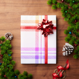 Papel De Presente Plaid Natal Simples Moderno Rosa