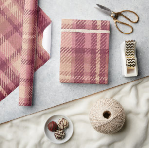 Papel De Presente Plaid Rosa Empoeirado Tons Rosados Quentes e Suave