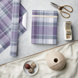 Papel De Presente Plaid Roxo Lavanda Padrão Névoa Suave