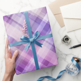 Papel De Presente Plaid Roxo Lavanda Padrão Névoa Suave