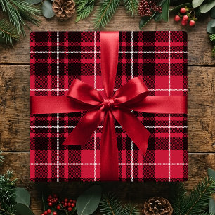 Papel De Presente Plaid Vermelho de Natal Clássico de Férias