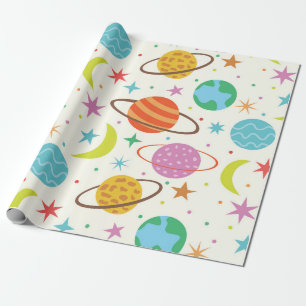 Papel De Presente Planeta do Sistema Solar Padrão Espaço Exterior