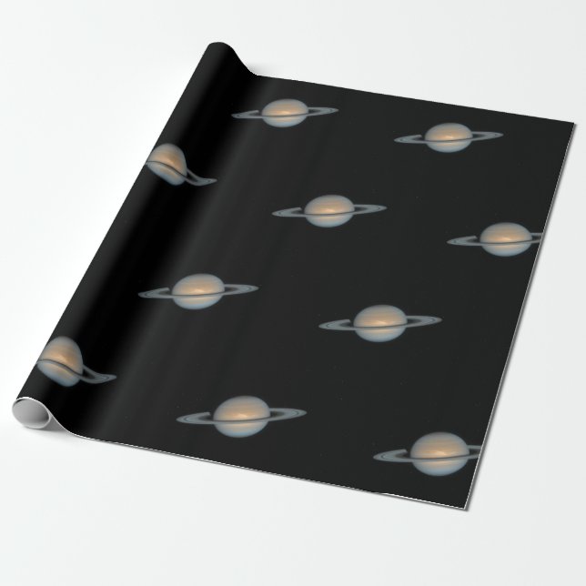 Papel De Presente Planeta Saturno com Padrão de Anel (Desenrolado)