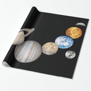 Papel De Presente Planetas do sistema solar (alterável a cores)