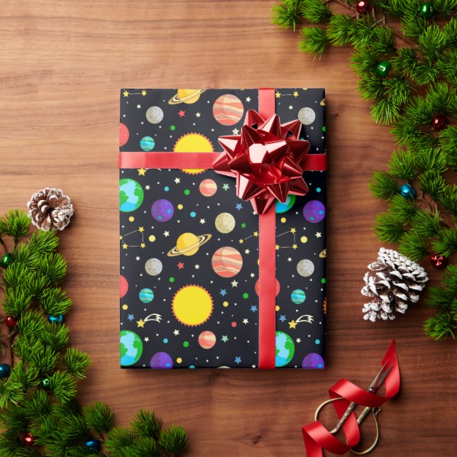 Papel De Presente Planetas Estrelas Astronomia Constelações  (Presente de Natal)